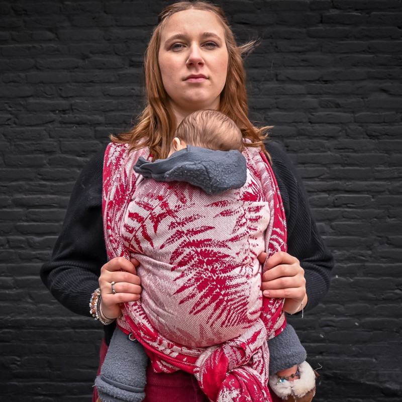 Solnce Fern Romance in Red | Luxury Woven Wrap